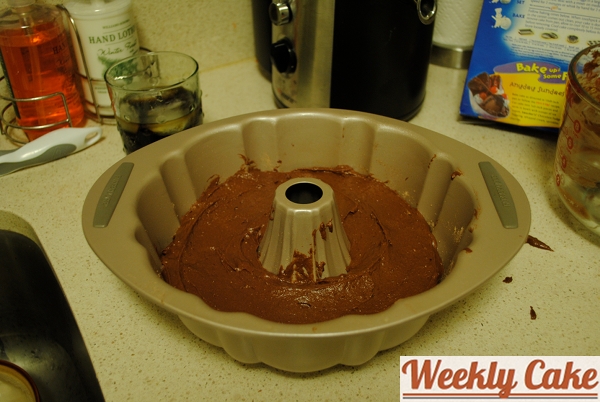 Dr. Devil&#8217;s Food Cake chocolate cake mix in pan